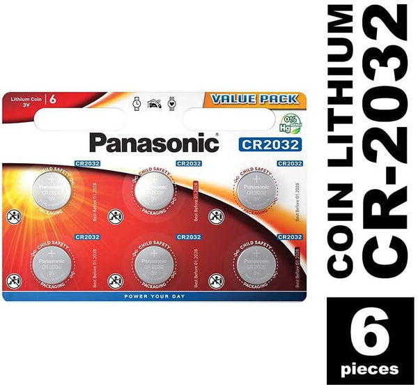Panasonic CR2032 Battery Lithium 3V Silver Button Coin - Pack Of 6 - TradeNRG UK